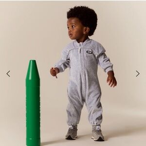 KITH velour track coverall baby - heather grey